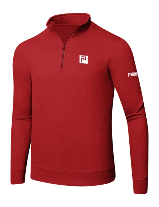 Bright Red 8.5 oz Ring Spun 1/4 Zip Pullover Sweatshirt w/Pennington Icon Logo, Pennington Logo