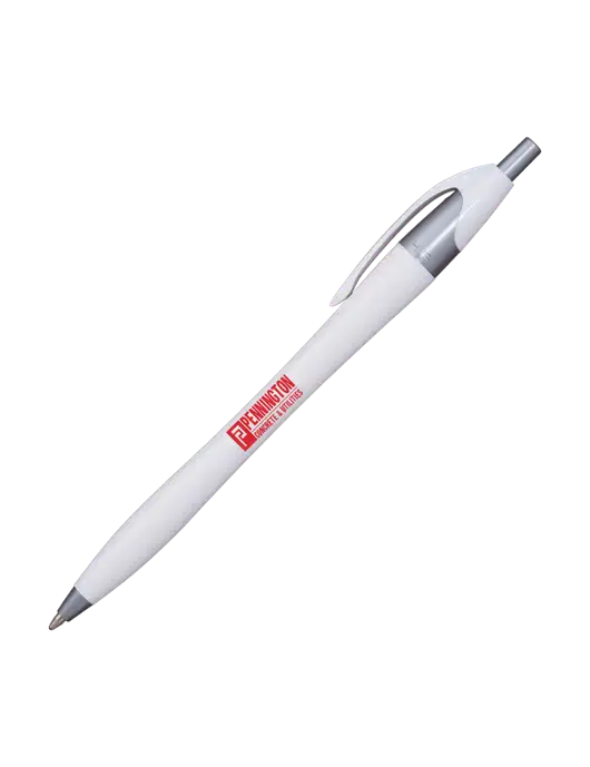 Novella White/Silver Shimmer Pen - Blue Ink w/Pennington Logo