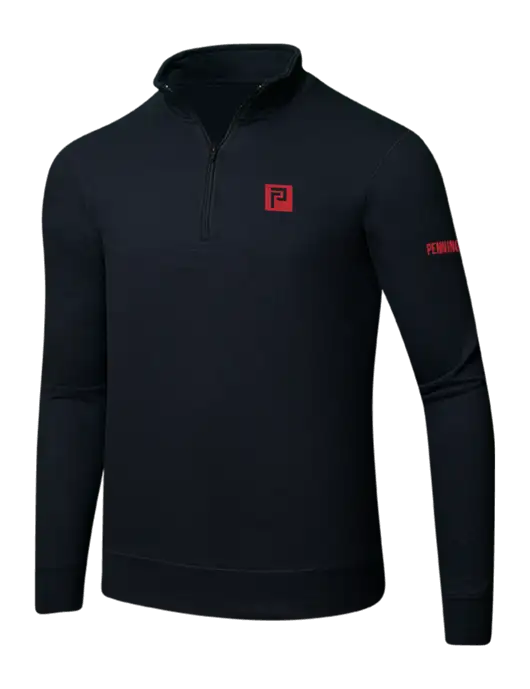 Jet Black 8.5 oz Ring Spun 1/4 Zip Pullover Sweatshirt w/Pennington Icon Logo, Pennington Logo
