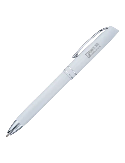 White Anguilla Black Ink Pen w/Pennington Logo