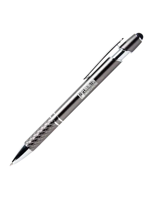 Valencia Gunmetal Stylus Pen - Black Ink w/Pennington Logo