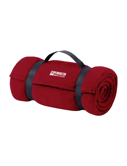 Casual Red Fleece Blanket With Strap w/Pennington Logo