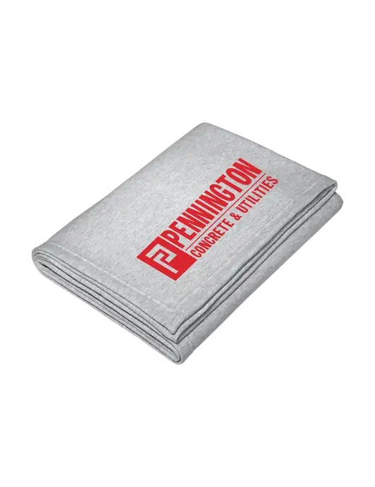 Core Light Grey Heather Fleece Sweatshirt Blanket w/Pennington Logo