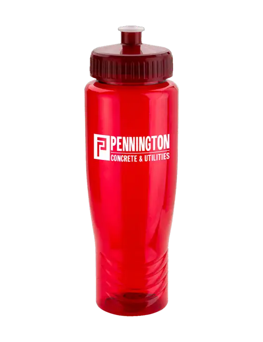 Roam Red 28 oz Eco-Polyclear Bottle with Push Pull Lid w/Pennington Logo