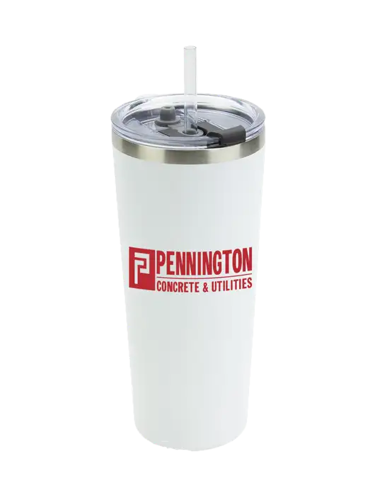 Brighton White 20 oz Insulated Tumbler & Straw w/Pennington Logo