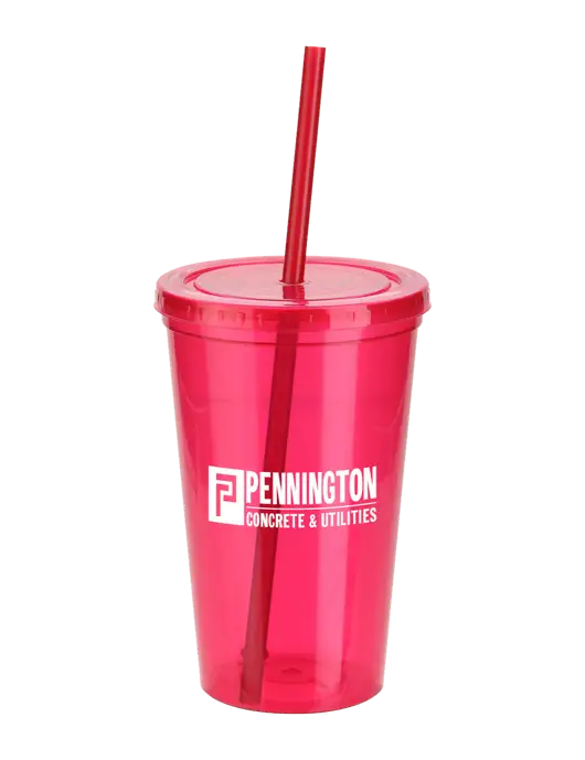 Sorrento Red 16 oz Tumbler with Lid & Straw w/Pennington Logo