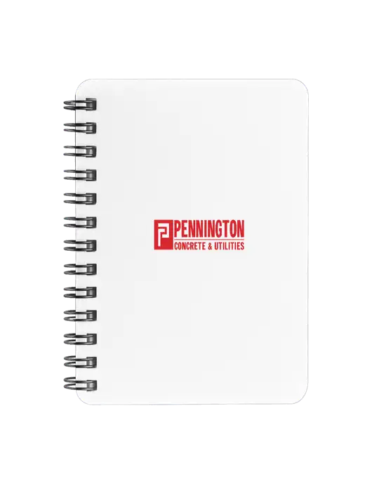 Sturdy White Hardcover Notebook, 5.25 x 7 w/Pennington Logo