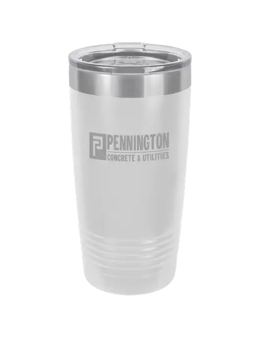 Polar Camel 20 oz Powder Coated White Vacuum Insulated Tumbler  w/Pennington Logo