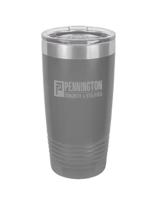 Polar Camel 20 oz Powder Coated Grey Vacuum Insulated Tumbler  w/Pennington Logo