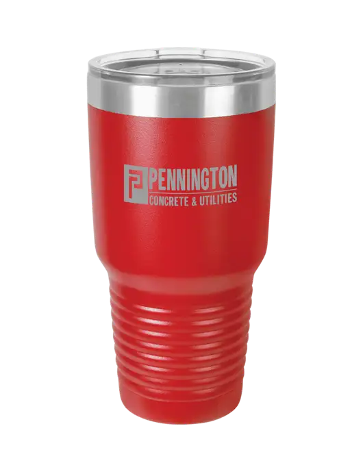 Polar Camel 30 oz Powder Coated Red Vacuum Insulated Tumbler  w/Pennington Logo