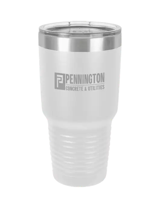 Polar Camel 30 oz Powder Coated White Vacuum Insulated Tumbler  w/Pennington Logo