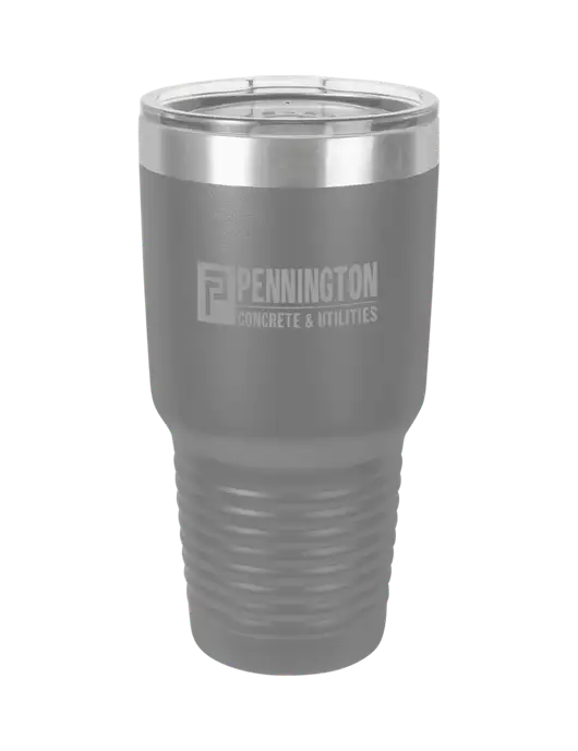 Polar Camel 30 oz Powder Coated Grey Vacuum Insulated Tumbler w/Pennington Logo