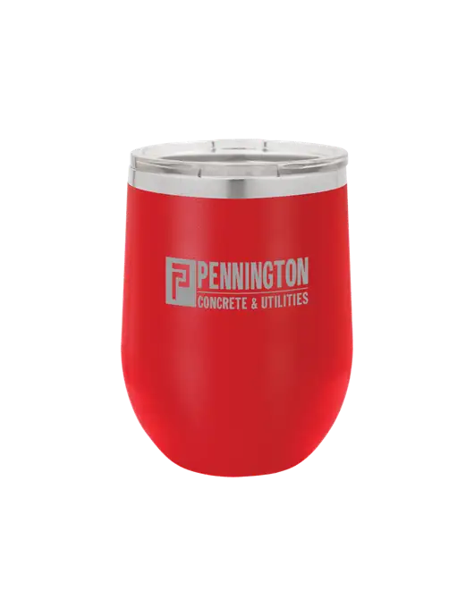 Polar Camel 12 oz Powder Coated Red Vacuum Insulated Stemless Wine Tumbler w/Pennington Logo