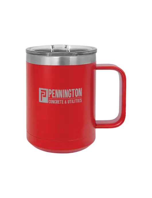 Polar Camel 15 oz Powder Coated Red Vacuum Insulated Mug with Slider Lid w/Pennington Logo