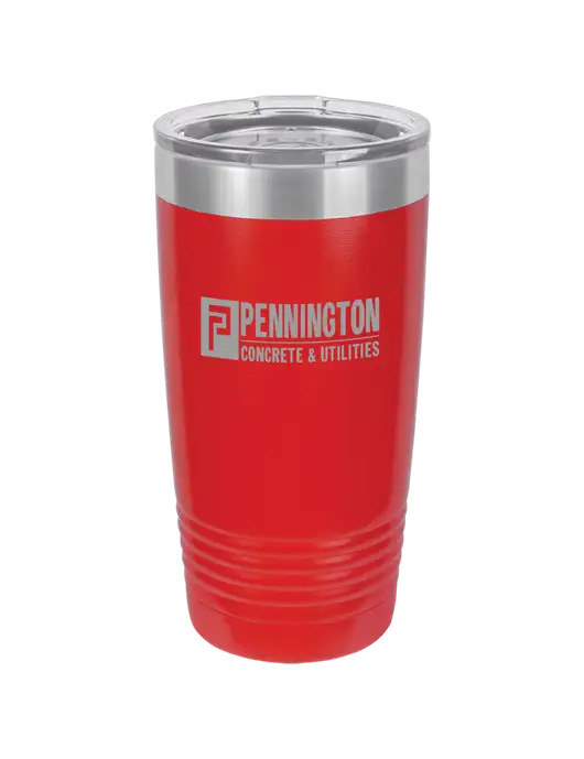 Polar Camel 20 oz Powder Coated Red Vacuum Insulated Tumbler w/Pennington Logo