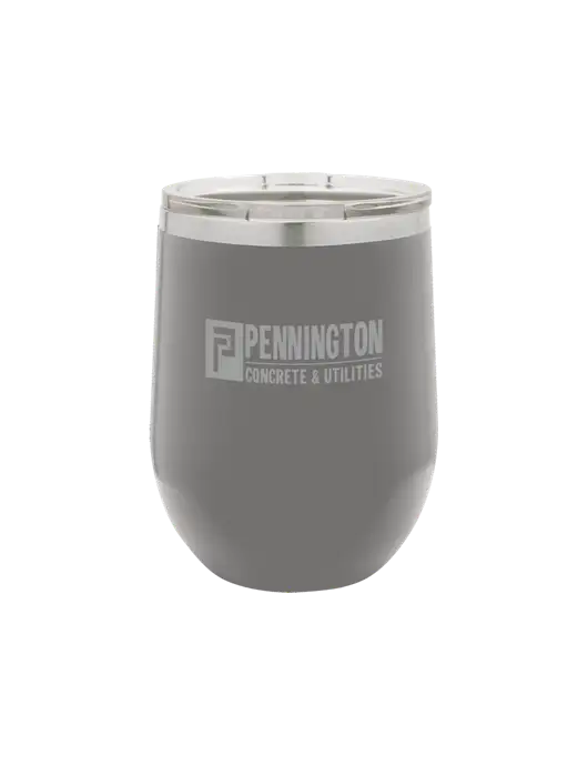 Polar Camel 12 oz Powder Coated Grey Vacuum Insulated Stemless Wine Tumbler w/Pennington Logo