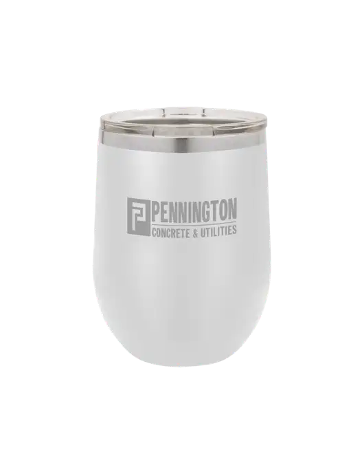 Polar Camel 12 oz Powder Coated White Vacuum Insulated Stemless Wine Tumbler w/Pennington Logo