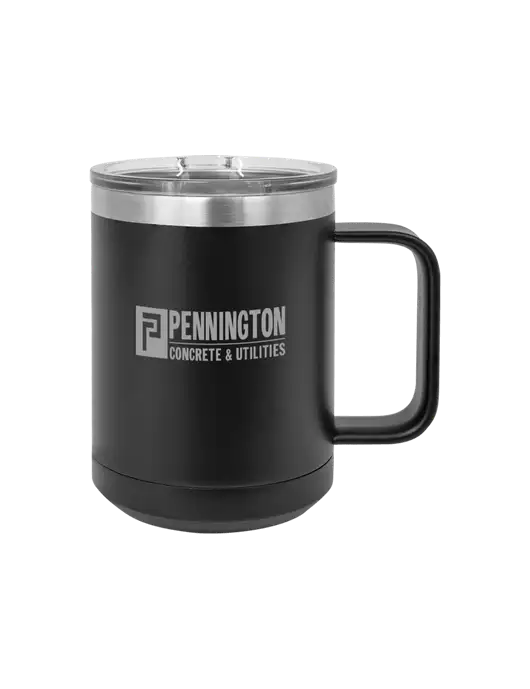 Polar Camel 15 oz Powder Coated Black Vacuum Insulated Mug with Slider Lid w/Pennington Logo