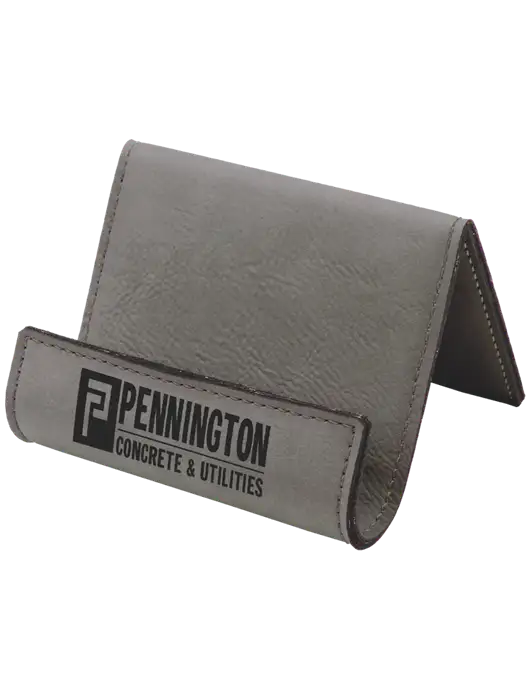 Grey Leatherette Card & Phone Holder w/Pennington Logo
