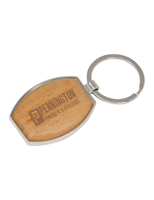 Wood & Silver Oval Keychain w/Pennington Logo