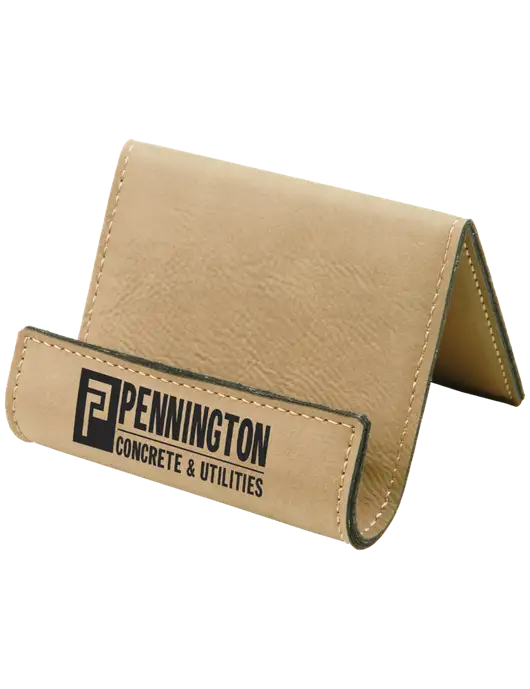 Tan Leatherette Card & Phone Holder w/Pennington Logo