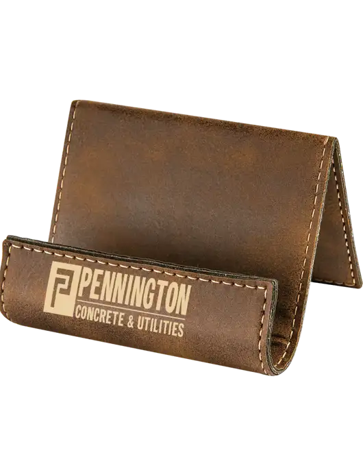 Rustic Leatherette Card & Phone Holder w/Pennington Logo