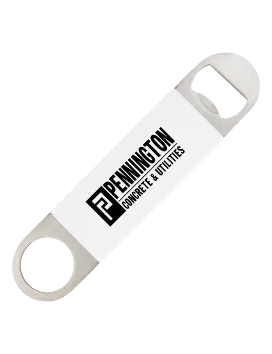 White Bottle Opener with Silicone Grip w/Pennington Logo