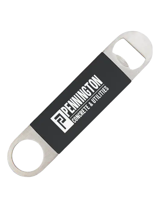 Black Bottle Opener with Silicone Grip w/Pennington Logo