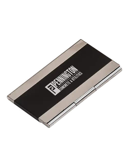 Black 3.75 x 2.5 Business Card Holder w/Pennington Logo