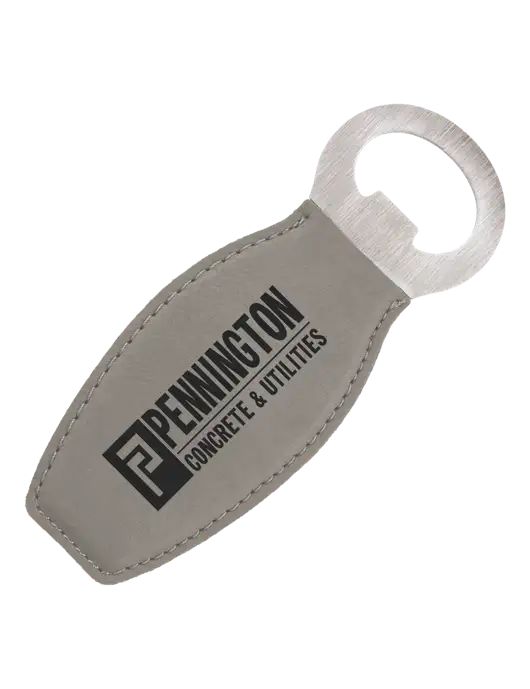 Grey Leatherette Bottle Opener with Magnet w/Pennington Logo
