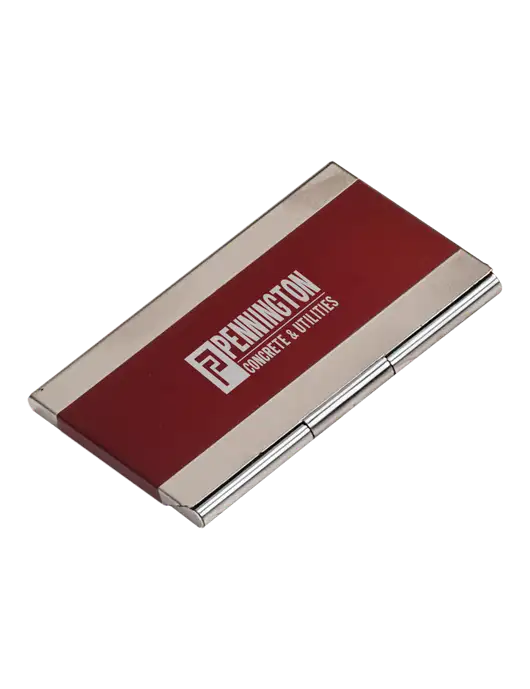 Red 3.75 x 2.5 Business Card Holder w/Pennington Logo