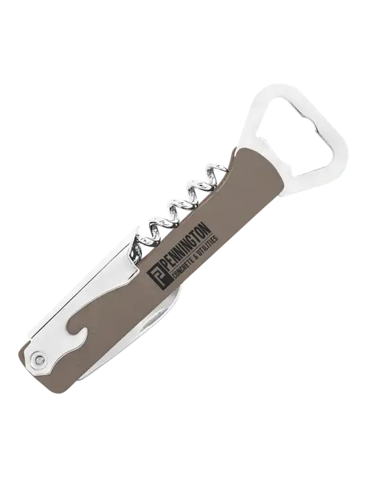 Grey Leatherette Wine Bottle Opener w/Pennington Logo