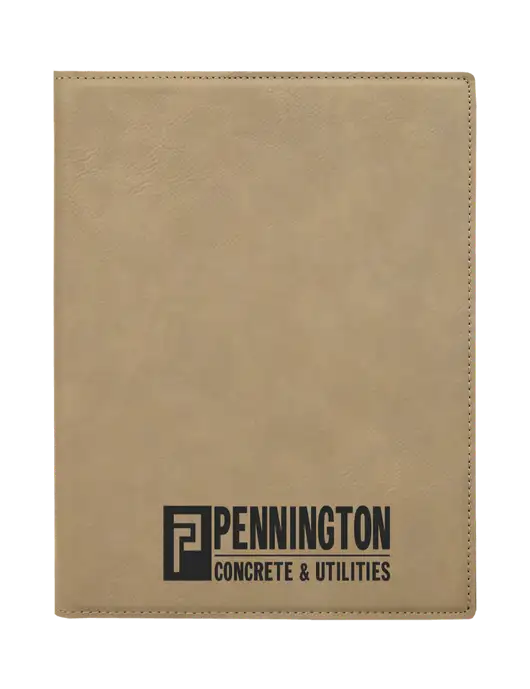 Tan Leatherette 7 x 9 Portfolio with Notepad w/Pennington Logo