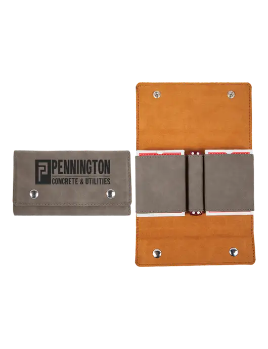 Grey Leatherette Card & Dice Set w/Pennington Logo