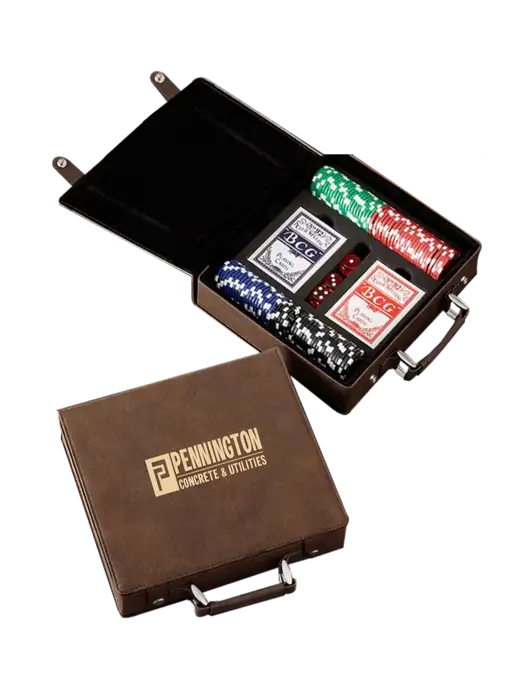 Rustic Leatherette 100 Chip Poker Set w/Pennington Logo
