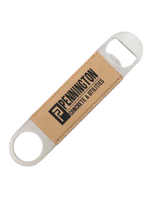 Tan Leatherette Bottle Opener w/Pennington Logo