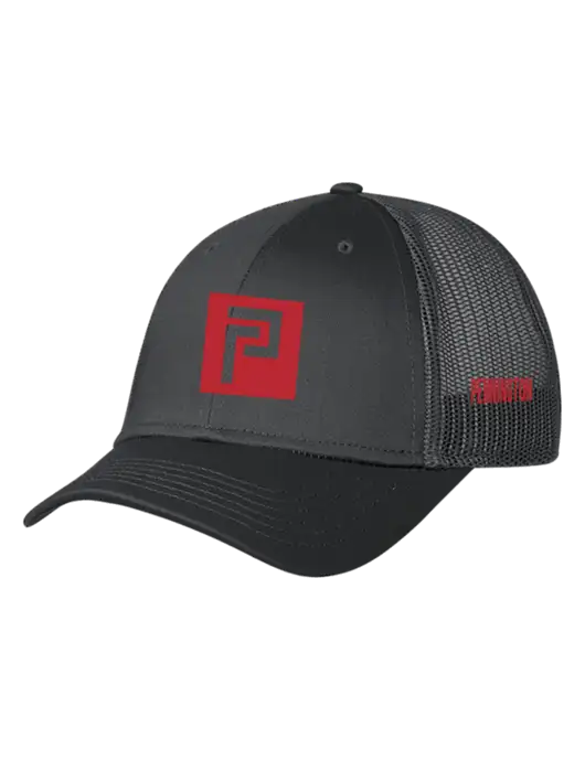 Charcoal Mesh Trucker Cap Snap Back w/Pennington Icon Logo, Pennington Logo