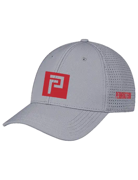 Grey Performance Stretchable Cap Hook & Loop w/Pennington Icon Logo, Pennington Logo