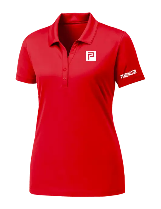 Womens Red PosiCharge Competitor Polo w/Pennington Icon Logo, Pennington Logo