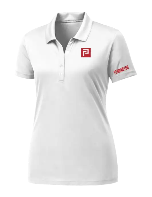Womens White PosiCharge Competitor Polo w/Pennington Icon Logo, Pennington Logo