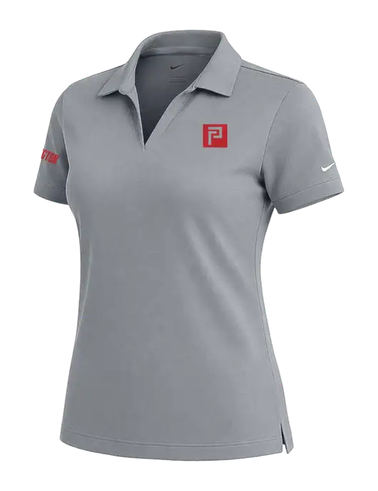 NIKE Medium Grey Womens Dri-Fit Micro Pique Polo w/Pennington Icon Logo, Pennington Logo