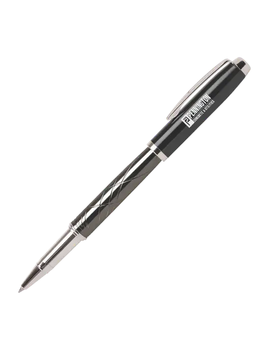 Modernist Black Rollerball Pen - Black Ink w/Pennington Logo