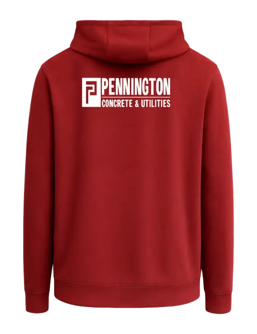Deep Red Sport-Wick Fleece Hooded Pullover w/Pennington Logo, Pennington Icon Logo