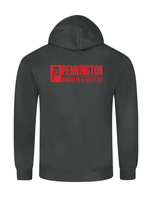 Allmade Charcoal Grey Organic French Terry Pullover Hoodie w/Pennington Logo, Pennington Icon Logo