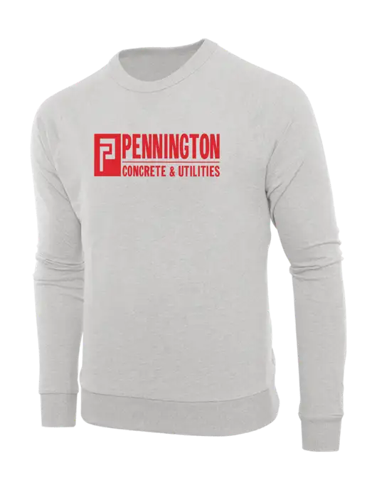 Allmade Granite Grey Heather Organic French Terry Crewneck Sweatshirt w/Pennington Logo
