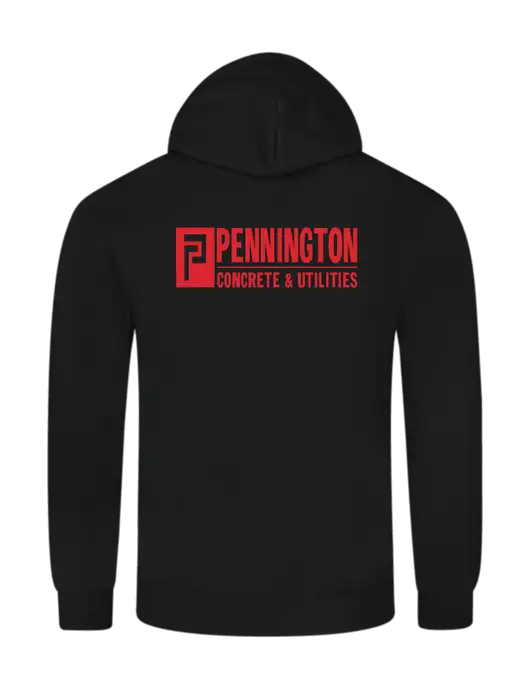 Allmade Deep Black Organic French Terry Pullover Hoodie w/Pennington Logo, Pennington Icon Logo