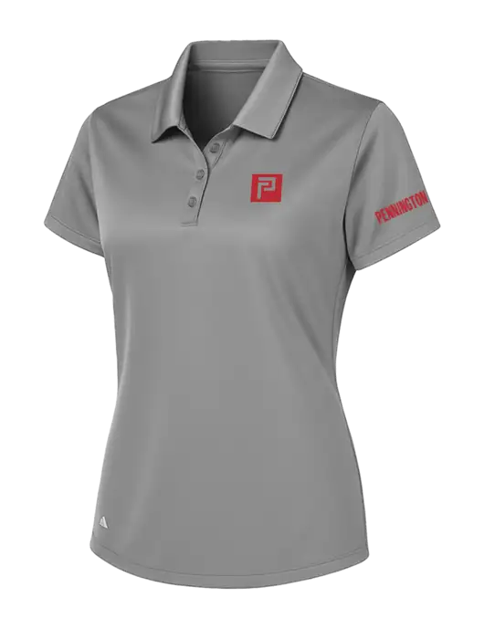 Adidas Light Grey Womens Basic Sport Polo w/Pennington Icon Logo, Pennington Logo