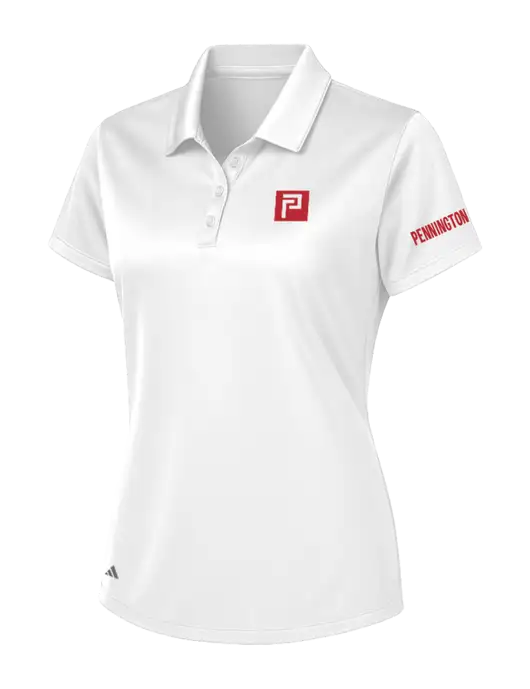 Adidas White Womens Basic Sport Polo w/Pennington Icon Logo, Pennington Logo