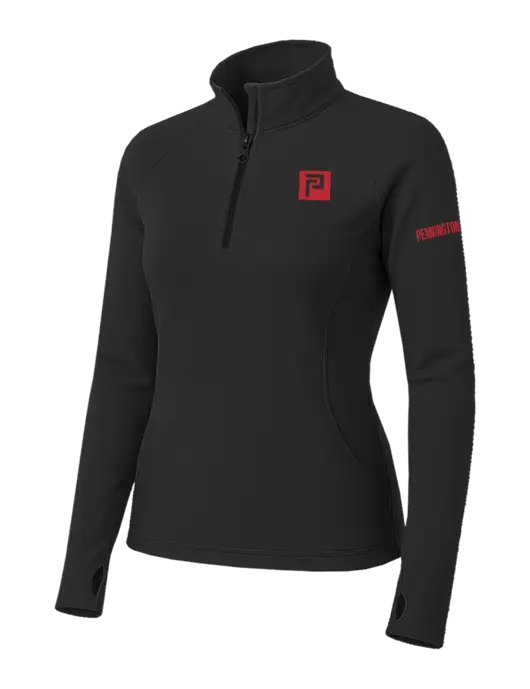 Charcoal Grey Womens Sport Wick Stretch 1/4 Zip Pullover w/Pennington Icon Logo, Pennington Logo