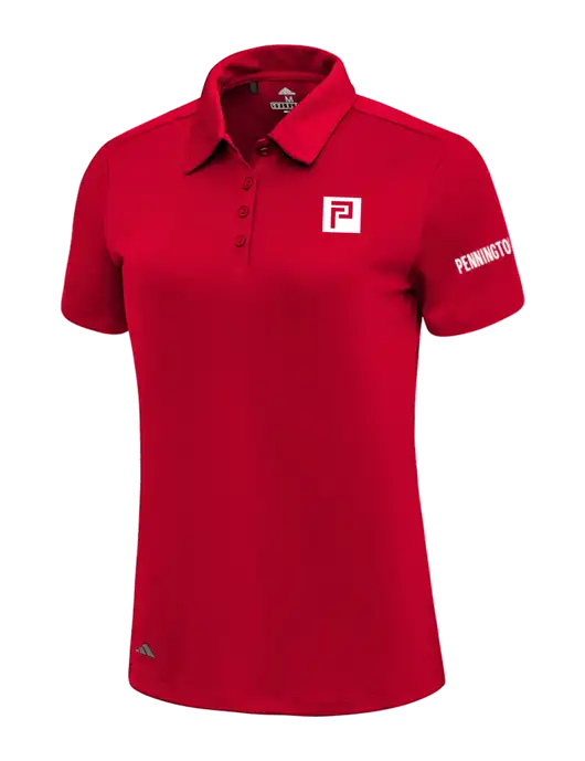 Adidas Red Womens Ultimate Solid Polo w/Pennington Icon Logo, Pennington Logo